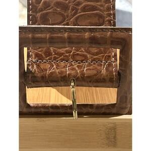 Women's Cognac Brown Wide Leather Belt Size M Crocodile Embossed LANDES‎ Canada
